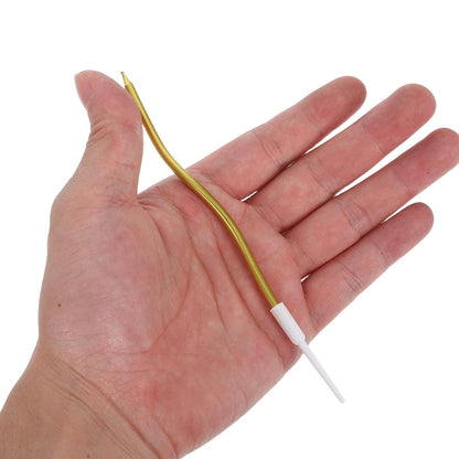 HOLIDYOYO 120pcs Birthday Cake Twisted Candles - Spiral Golden Tall Candles with Holders - Thin Curly Cake Topper for Wedding Party Festival Celebration Supplies