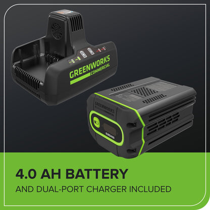 Greenworks 82V Brushless (760 CFM / 140 MPH) Cordless Leaf Blower, 4.0Ah Battery and Dual Port Charger (Great for Landscapers and Professionals)
