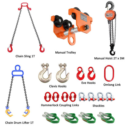Adjustable Gantry Crane - 1 Ton (2500Lbs) Capacity Portable Hoist Frame, Shop Crane Hoist, Trolley, Sling, Shackles, Hooks and Festoon System, Lifting Gantry for Factories, Warehouses, Garage (1 Ton)