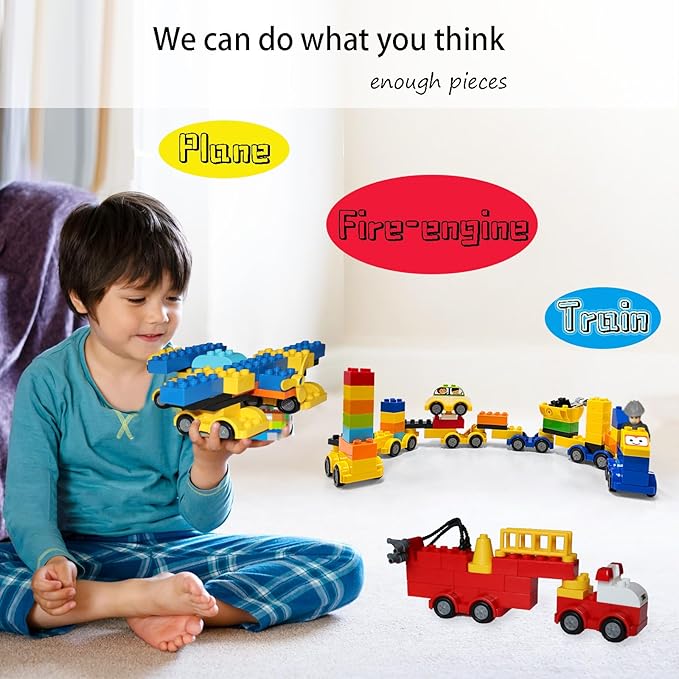 Building Blocks for Toddlers 2-5 171 Pieces Blocks Car Set for Kids Classic Large Building Bricks Compatible with All Major Brands Educational Toys for All Ages