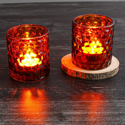 Richland Amber Chunky Honeycomb Glass Votive & Tealight Candle Holder Set of 12