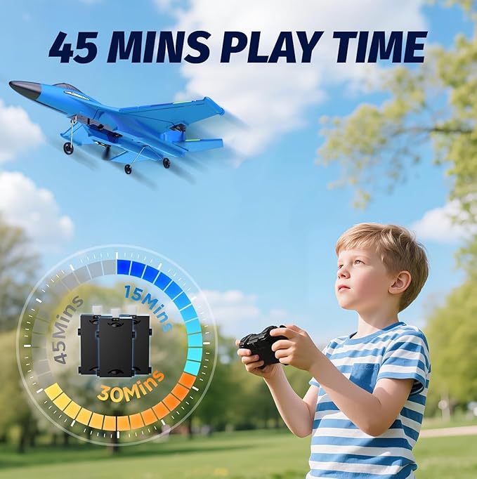 Foam RC Plane with 3 Batteries Remote Control Airplane RC Jet Helicopter Plane for Kids Adults Beginner Easy to Fly RC Fighter Remote Control Aircraft with Automatic Balance Gyro for Adult Kids