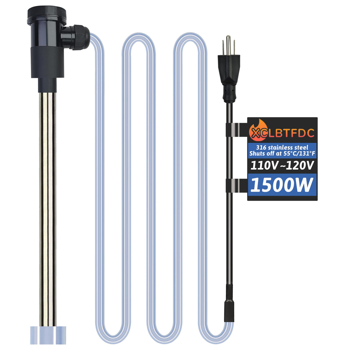 XCLBTFDC 1500W Submersible Water Heater Portable Electric Pool and Hot Tub Immersion Water Heater with Temp Control, WiFi Timer for Bathtub, Spa, Swimming pool, above ground pool and Inflatable Pool