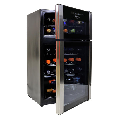 Koolatron 29 Bottle Wine Fridge – Wine Cooler with Glass Door, 3 Cu ft (86 L) Beverage Can Refrigerator, Digital Temperature Control/Dual temperature zone, Ideal for White, Red & Sparkling Wine