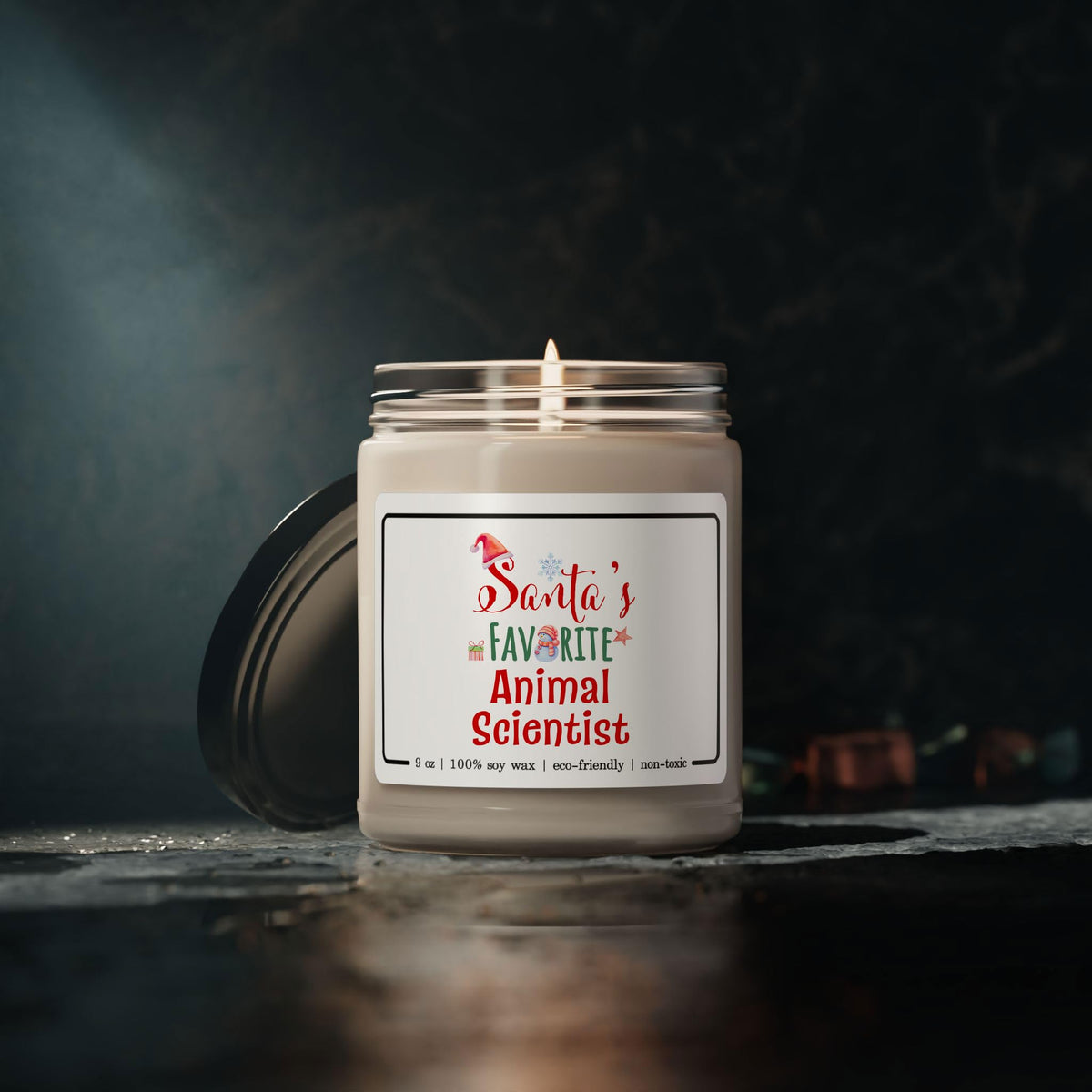 Santa's Favorite Animal Scientist Candle - Christmas Gifts for Zoologist Staff Employee Boss Manager Party Decoration - Xmas, New Year - 9oz Soy Wax Cinnamon Vanilla Scent