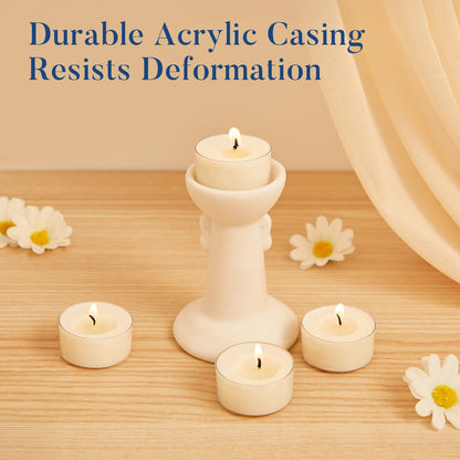 Crenovo Tea Lights Candles 50 Pack, Natural Soy Wax Tealights Candles Bulk 6 Hours Non-Toxic, Long Burning, Unscented Small Votive Cup Candles for Wedding, Party, Dinner, Emergency
