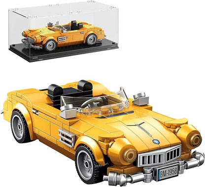 Sports Cars Building Blocks Set with Display Case Retro Race Car Building Toys Collectible Model Cars for Home Decor Christmas Birthday Gift for Adults and Kids Boys 8-12(313Pcs)
