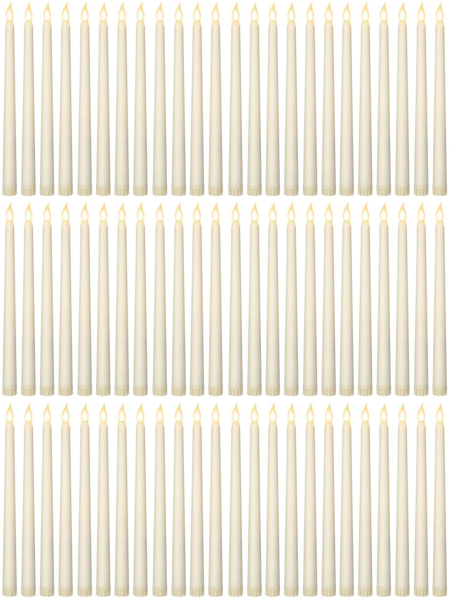 Treela 72 Pcs Flameless LED Taper Candles Battery Operated Candles Bulk 11 Inch Flickering Fake Candlesticks with Warm Light for Valentines Day Church Wedding Party Battery Not Included(Classic,Ivory)