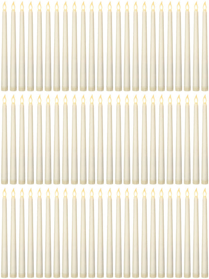 Treela 72 Pcs Flameless LED Taper Candles Battery Operated Candles Bulk 11 Inch Flickering Fake Candlesticks with Warm Light for Valentines Day Church Wedding Party Battery Not Included(Classic,Ivory)