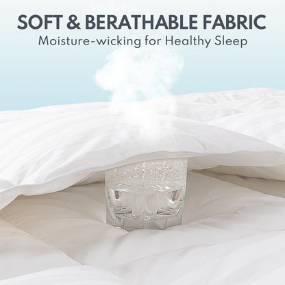 Down Feather Fiber Comforter Queen Size - All Season Luxury Hotel Duvet Insert, Medium Warmth, 750+ Fill Power Fluffy Premium Comforter with 8 Corner Tabs, White Cotton Cover, 90'' x 90''