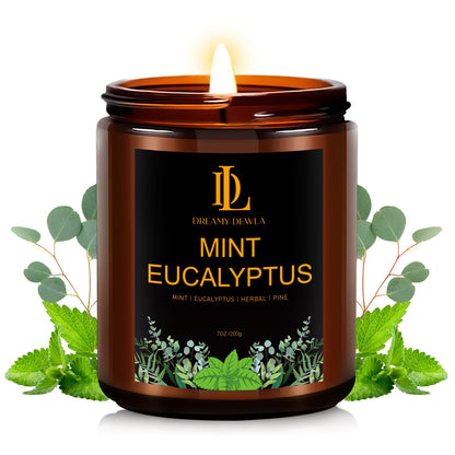 Mint Eucalyptus Candles, Mint Eucalyptus Scented Candle, Mother's Day Candle Gifts for Women, Soy Candles for Home Scented, 7oz 50 Hours Burn