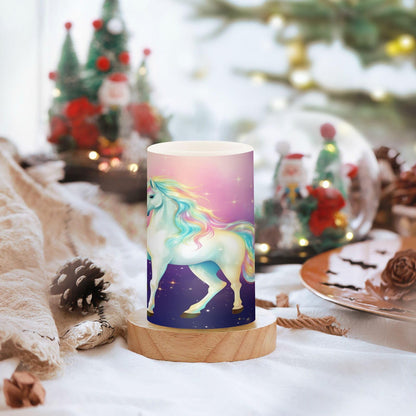 Lights Flameless Candles Rainbow Fairy Unicorn Stars Pillar Candles Set of 2 Battery Operated Remote Control Warm Lights Home Decor