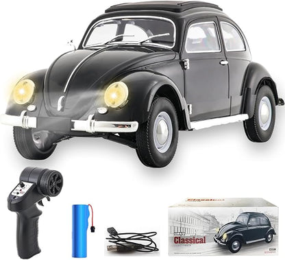Remote Control Car 1:16 Scale Classic Beetle 1950 Model Toys Car for Teens 2.4GHz 4CH RC Car Rear Wheel Drive with LED Ligjhts and Rechargeable Battery Birthday for Teens Adults