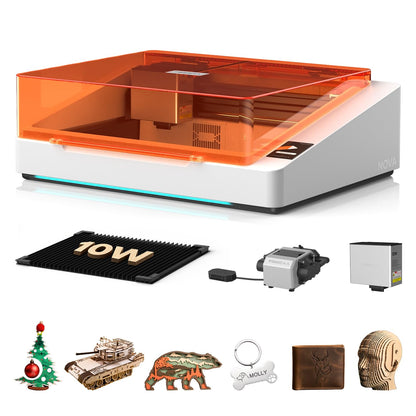TOOCAA NOVA 10W Smart AI Laser Engraver Cutter w/Air Assist, Fully Assembled Enclosed, 5MP AI Positioning Camera & Auto Focus, Dual Exhaust, Class1 Safety, Blade Cut Panel, No-Riser Tumbler Engraving