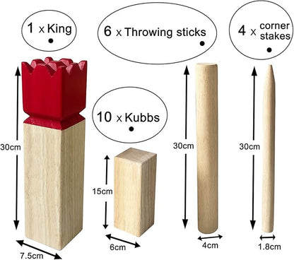 Kubb Game Set - Hardwood Viking Games with Rubber Wood Crate - KUBB Throwing Outdoor Games
