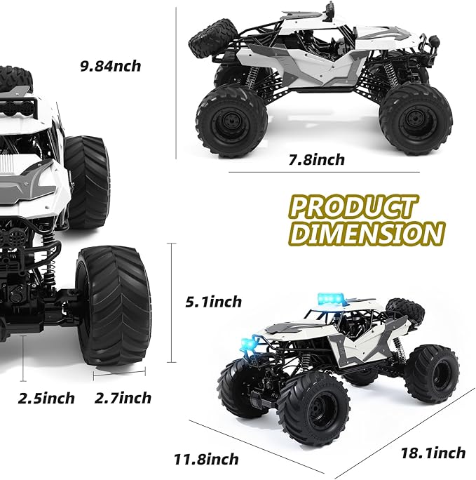 1:8 Large Amphibious RC Car – 4WD Waterproof Monster Truck Drives on Water &amp Land All Terrain Remote Control Truck with LED Lights Toy for Kids 3 Years and Up
