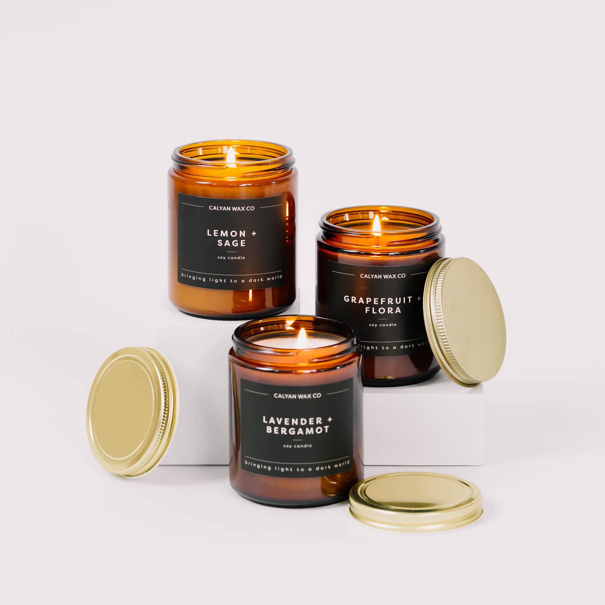 Calyan Wax Co. Apples & Maple Bourbon Scented Candle - 57 Hour Burn - Luxury Clean Soy Wax Candles - Long Lasting Amber Glass Jar Candle for Home - 7.2oz
