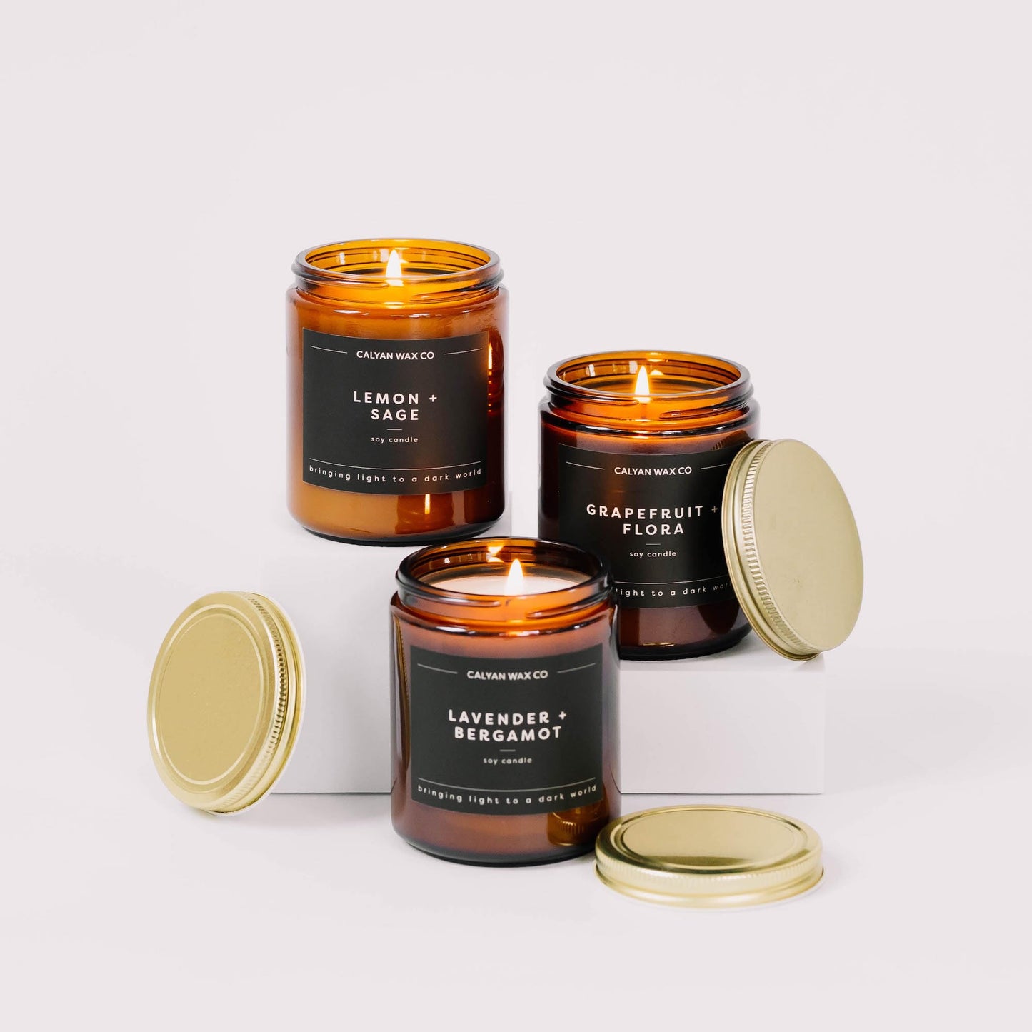 Calyan Wax Co. Evergreen & Eucalyptus Scented Candle - 57 Hour Burn - Luxury Clean Soy Wax Candles - Long Lasting Amber Glass Jar Candle for Home - 7.2oz