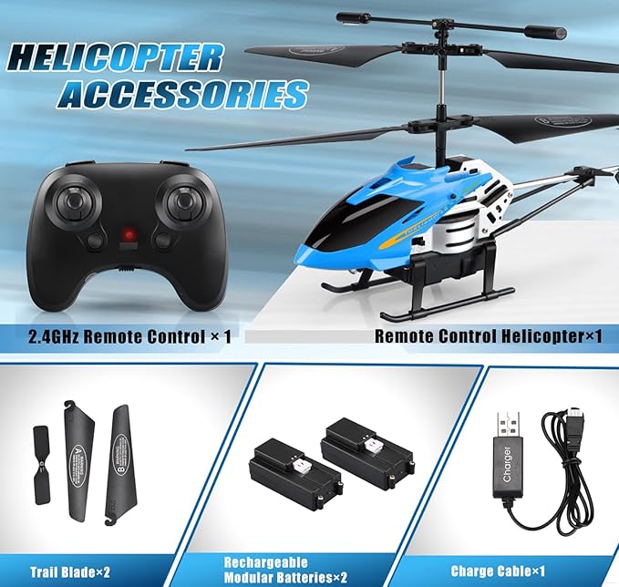 Dolanus RC Helicopters - Remote Control Helicopter Toys: One Key Take-Off/Landing Automatic Altitude Hold LED Light &amp 3.5 Channel Gyro Stabilizer Flying Toys - Gift for Boys/Girls Kids Adults