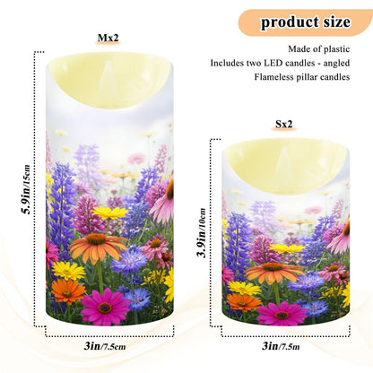 Flameless Candles Set of 2 Vibrant Spring Flowers Realistic LED Candles with Remote Battery Operated Holiday Decorations