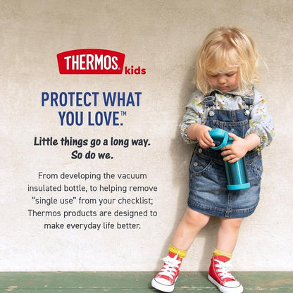 THERMOS FUNTAINER Water Bottle with Straw - 12 Ounce - Kids Stainless Steel Vacuum Insulated Water Bottle with Lid, Stitch