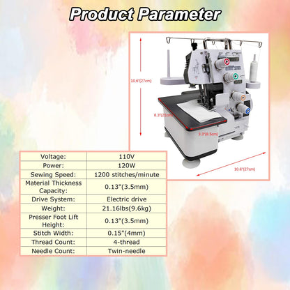 INTBUYING Serger Overlock Machine, Serger & Overlock Machine with Heavy-Duty Metal Frame, Twin-needle 3/4 Thread Overlock Machine 110V, for Sergering Overlocking Professional & Home Use