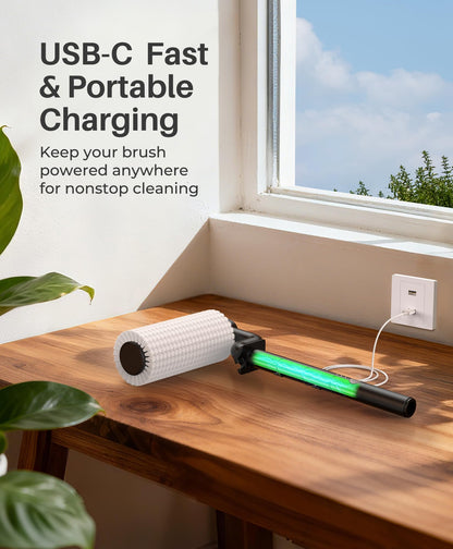 LyriFine Electric Solar Panel Cleaning Brush and Pole Kit, 20Ft Extendable Washing Kit with Water Fed Pole, 2 Speed & Soap Dispenser, Outdoor Window Cleaning Tool for Solar Panel, Window, Roof, RV