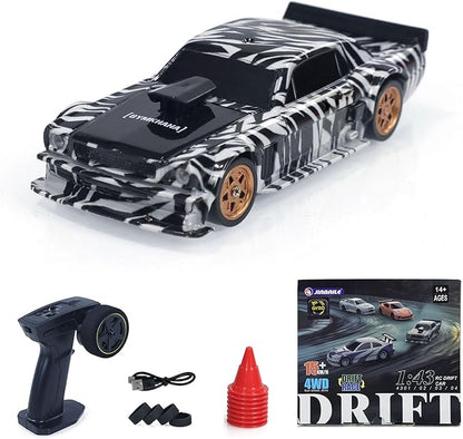 TOUCAN RC HOBBY 1:43 Ready to Run Race Car Gyro Drift Car 4WD Traffic Cones Mini Model for Ages 14+ with a Gyro (Camouflage)