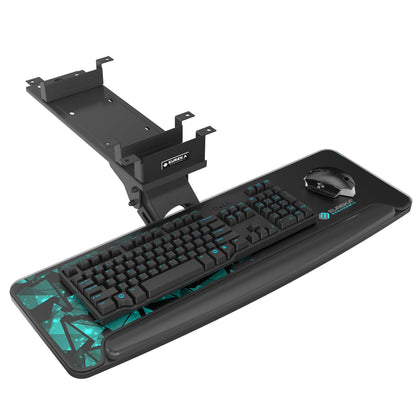 EUREKA ERGONOMIC Height Adjustable Mouse & Keyboard Tray Under Desk, 28x10'' Large Slide Out Swivel Tilt Computer Keyboard Drawer with Mouse Pad for Gaming Home Office Desk, Dual Mount