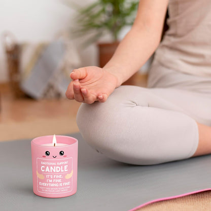 IDELTIME Funny Emotional Support Candle 10Oz, Cheer Up/Stress Relief/Self Care Gifts for Friends Sister Coworker Mom Wife, It's Fine I'm Fine Everything Is Fine Encouragement Scented Candles for Women