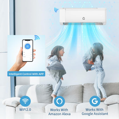 18,000 BTU Mini Split Air Conditioner & Heat Pump, 21 SEER2 Inverter, Ultra-Quiet Ductless AC with WiFi App Control, Cools/Heats Up to 1,250 Sq.ft, Complete Easy Install Kit, 208-230V