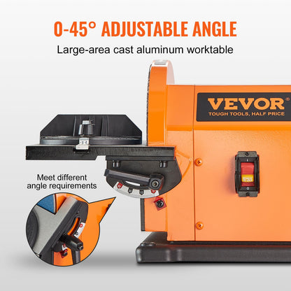 VEVOR 8" Disc Sander and 4"x 36" Professional Belt Sander,Belt Sander with 5A Induction Motor Cast Aluminum Worktable for Woodworking