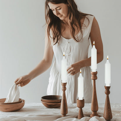 LPUSA White Short Taper Candles 6 inch Candle Sticks Unscented Dinner Candle Dripless for Home Decor,Christmas Table Decor，Weddings Festive Party Women Gifts，Set of 4