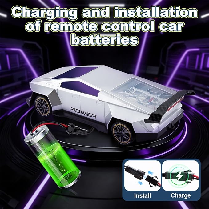 Remote Control CarAll Terrain 2.4GHz RC Truck for 3-12 Year Old Boys Electric Vehicle RC Car with LED Lights for Kids Birthday Gifts for Kids (Silver)