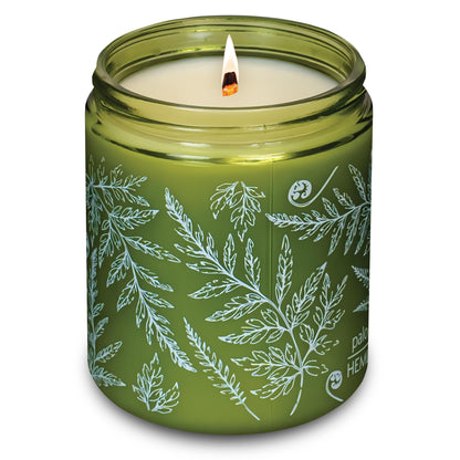 Hemlock Park Palo Santo Green Glass Hand-Poured Scented Candle | Crackling Wood Wick, Botanical Fragrance & Coconut Wax | Up to 60 Hour Burn Time | 8 oz