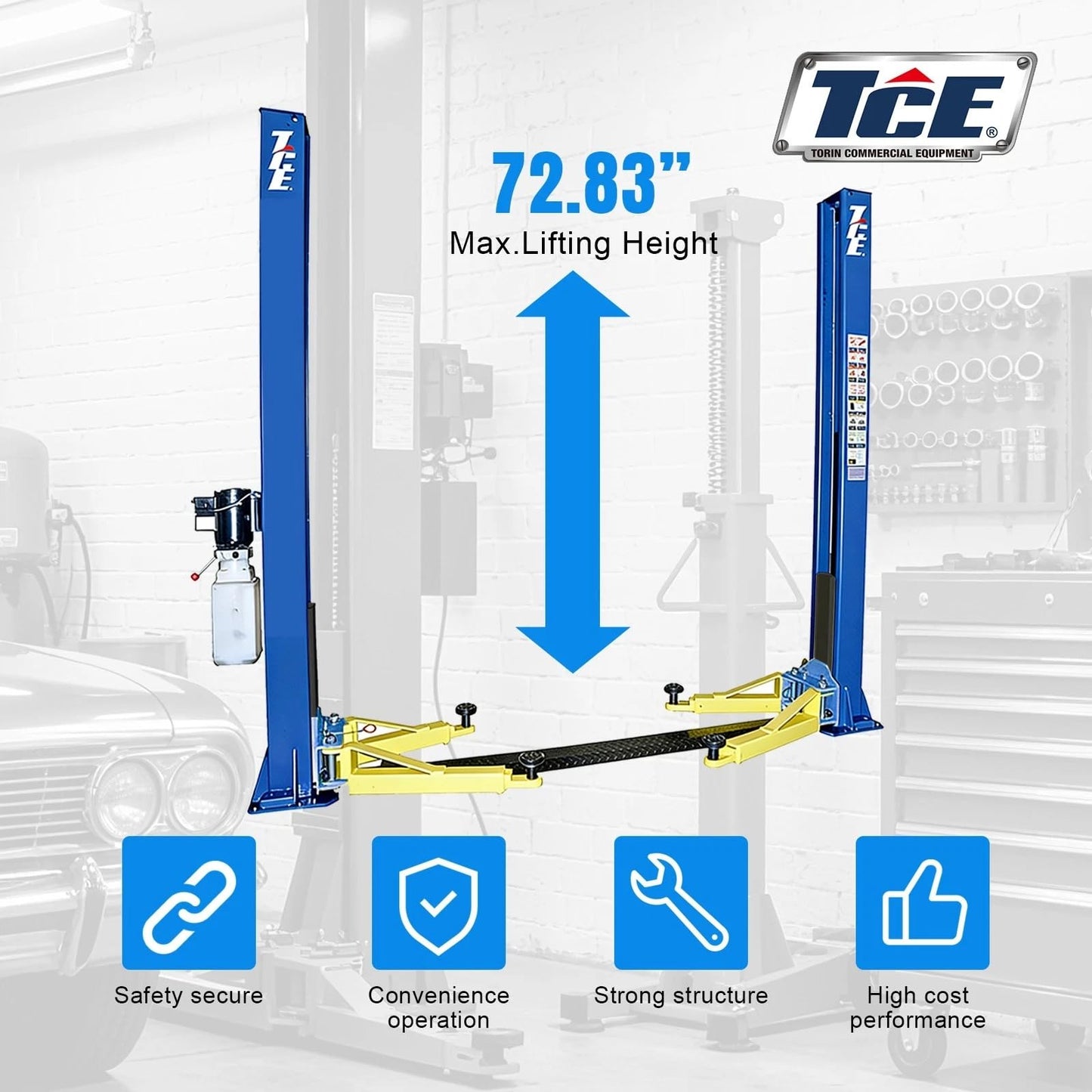 TCE 220V 2Post 10000LB Capacity Car Lift Auto Truck Hoist Equipment with adapts