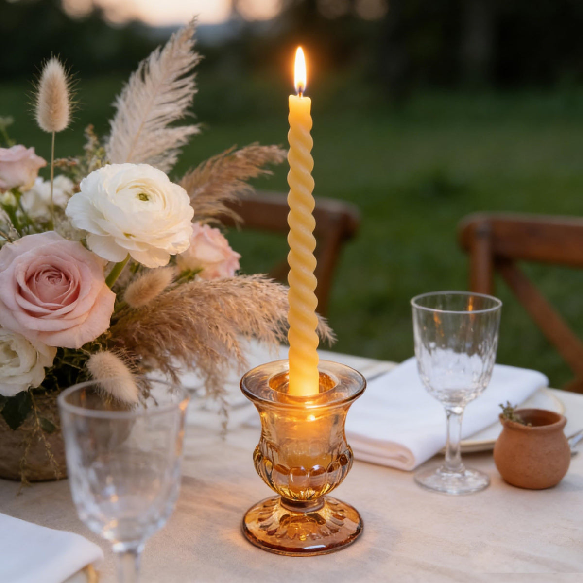48 Pcs Clear Glass Taper Candle Holders Bulk, 2.5 Inch Small Candlestick Stands, Elegant Table Centerpieces for Wedding, Christmas, Valentine’s Day, Party, Home and Dining Room Decorations (Amber)