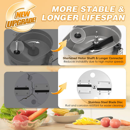 NEWTRY 4 in 1 Electric Vegetable Slicer Dicer Shredder & Strip Cutter, Commercial Automatic Multifunctional Food Chopper for Veggies & Fruits, with Thickness Adjustable Blades, 110V, 200W