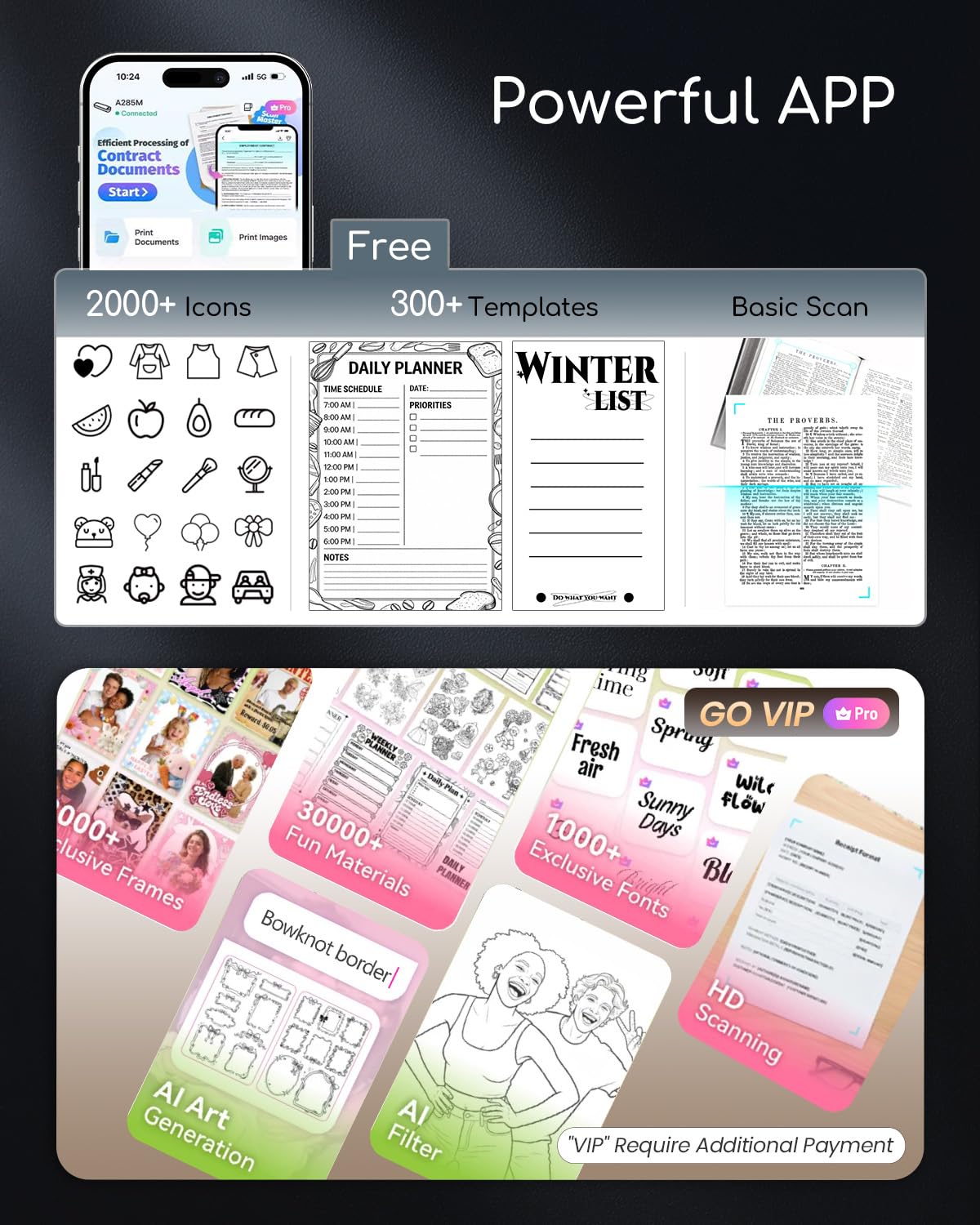 Portable Printers Wireless for Travel, A285M Small Inkless Thermal Printer, Bluetooth Mobile Printer Support 8.5" X 11" Letter & A4 Thermal Paper, Compatible with iPhone Laptop for Home Office Receipt
