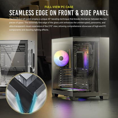 Antec C8 ARGB, 2X TQR 160mm & 1x TQ 140mm ARGB PWM Fans Included,Dual-Chamber Layout, Type-C, 360mm Radiator Support, Seamless TG Front & Side Panels, RTX 40 Compatible, Full-Tower E-ATX PC Case