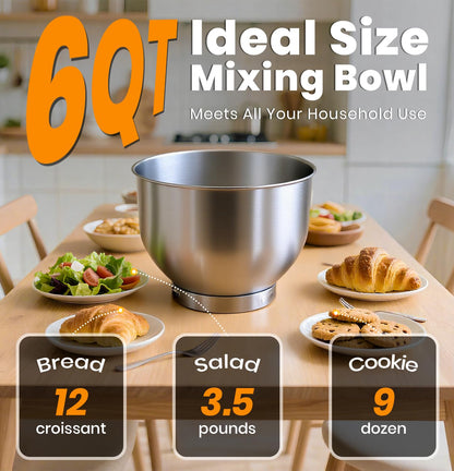 Bonnor Stand Mixer, 6QT Electric Kitchen Mixer for Baking Cakes & Dough, LED Smart Touchscreen, 11-Speed Tilt-Head & Timer, 4 Presets, Mixer with Bowl, Dough Hook/Whisk/Beater, Green