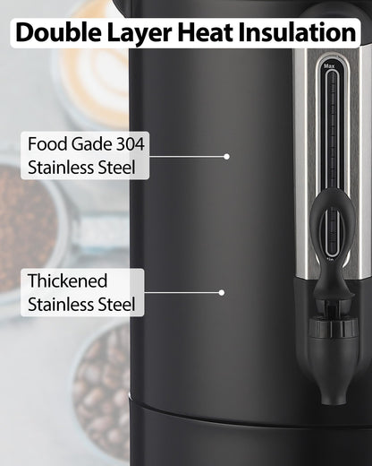 MOVECOM 120 Cups Coffee Urn Hot Water Urn,18L/4.8 Gal Large Stainless Steel Commercial Coffee Maker with Double Wall Insulation, Electric Hot Beverage Dispenser for Buffet Party Catering,Weddings