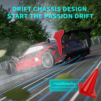 RC Drift Car 1:14 4WD 40KM/H High Speed RC Racing Car with LED Lights 2 Batteries Drifting and Racing Tires for Adults (Light Blue)