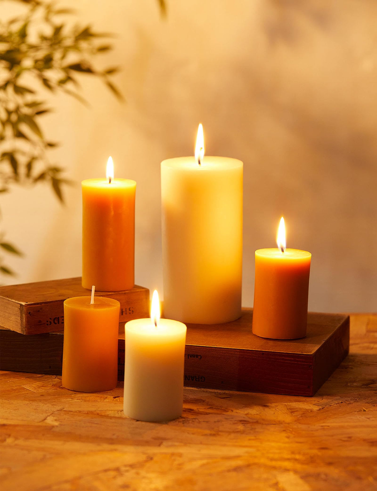 White Natural Beeswax Pillar Candles-40 Hours Burn Time 100% Pure Beeswax Candles | Organic Bees Wax for Home, Prayer, Christmas, Party | Unscented, Smokeless, Dripless 2 Pack (2×3 inch)