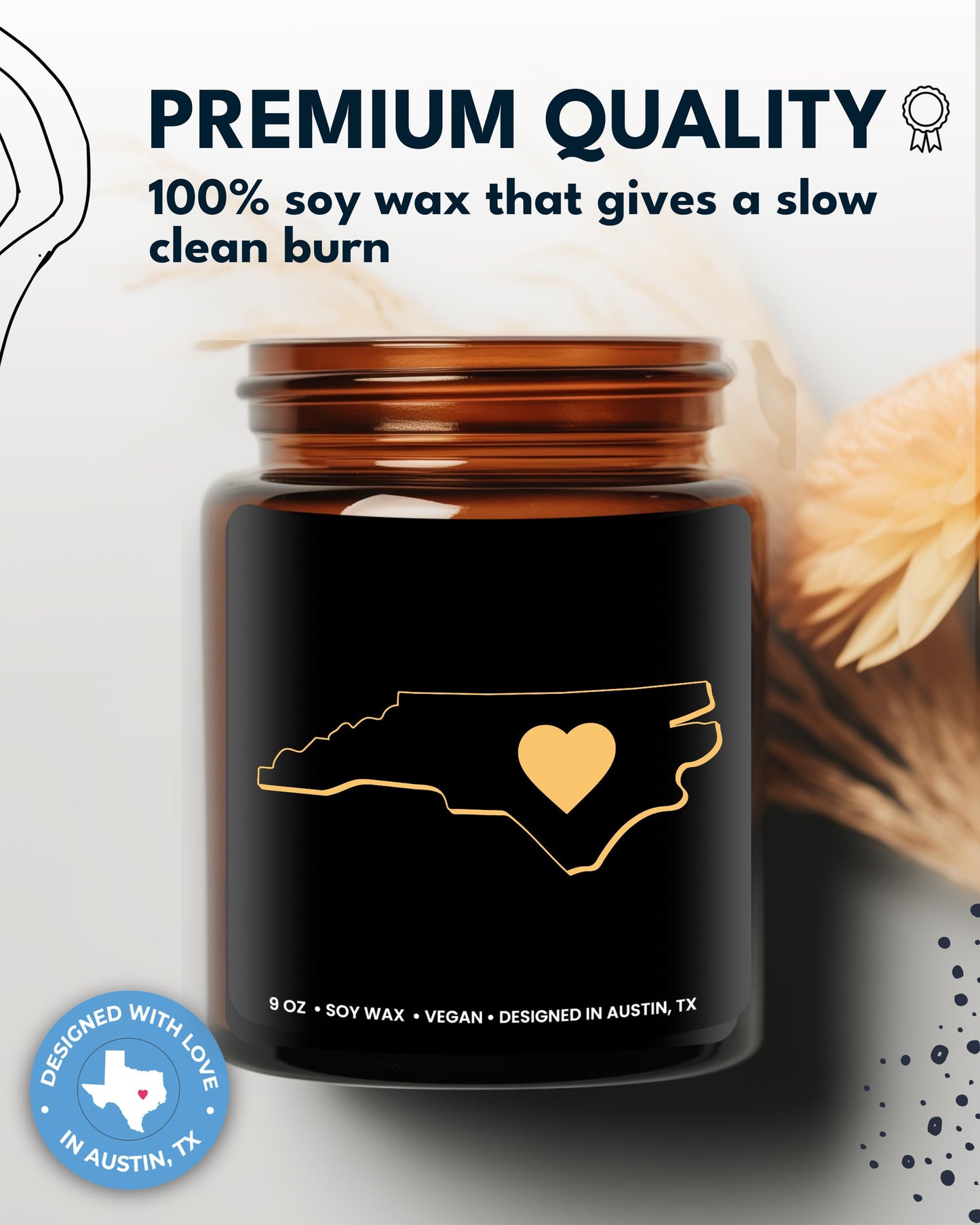 North Carolina Candle, Unique North Carolina Themed Gifts for Men and Women, Best NC State Gifts for Moving Away, Thoughtful Home Sick Presents, Ideal for Birthday, Christmas, Graduation, Gift Ready