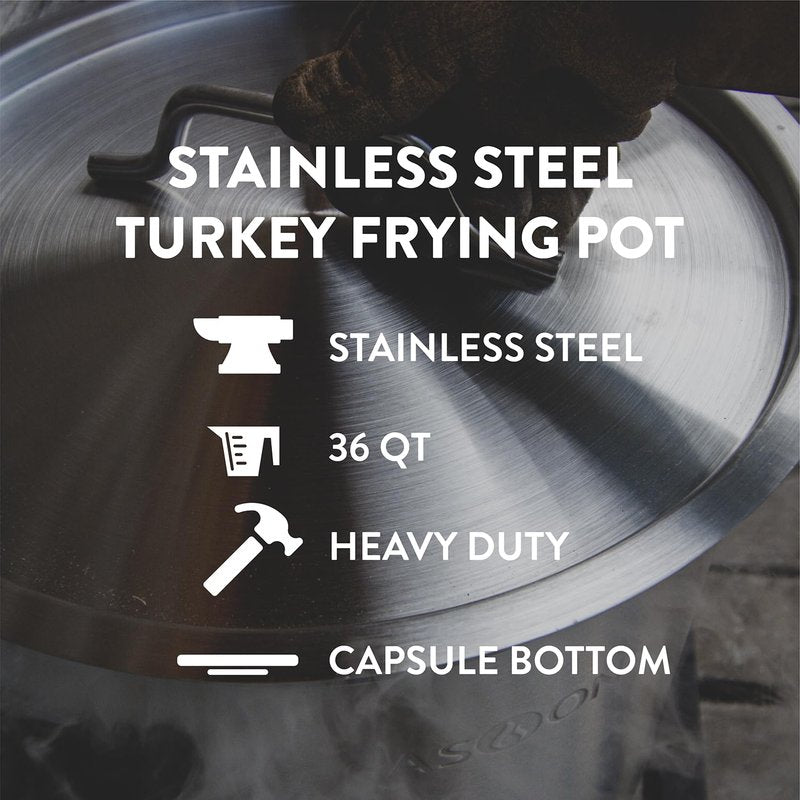 GasOne Stainless Steel Stockpot with Basket – 36qt Stock Pot with Lid and Reinforced Bottom – Heavy-Duty Cooking Pot for Deep Frying, Turkey Frying, Beer Brewing, Soup, Seafood Boil – Satin Finish
