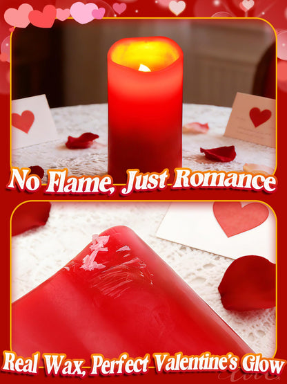 Beeplove Valentines Decorations Flameless Candle with Heart Projection - Red LED Candle, Romantic Decorations for Date Night Valentine's Day Party Home, Battery Operated