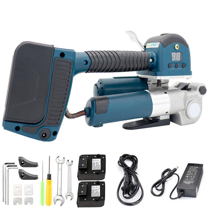 HIGHTOP 6000N Force Automatic Strapping Machine DD19A Electric Baler Strapping Machine for 13-19Mm Width PP/PET Straps, Box Pallet Automatic Baler 4000mah*2 Battery Powered Plastic Strapping Tool