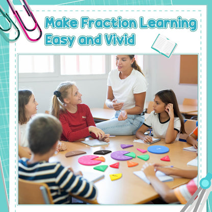 Sayglossy 12 Sets Fraction Set for Math Classroom Fractions Manipulatives Math Manipulatives for Home School Supplies (Circles)