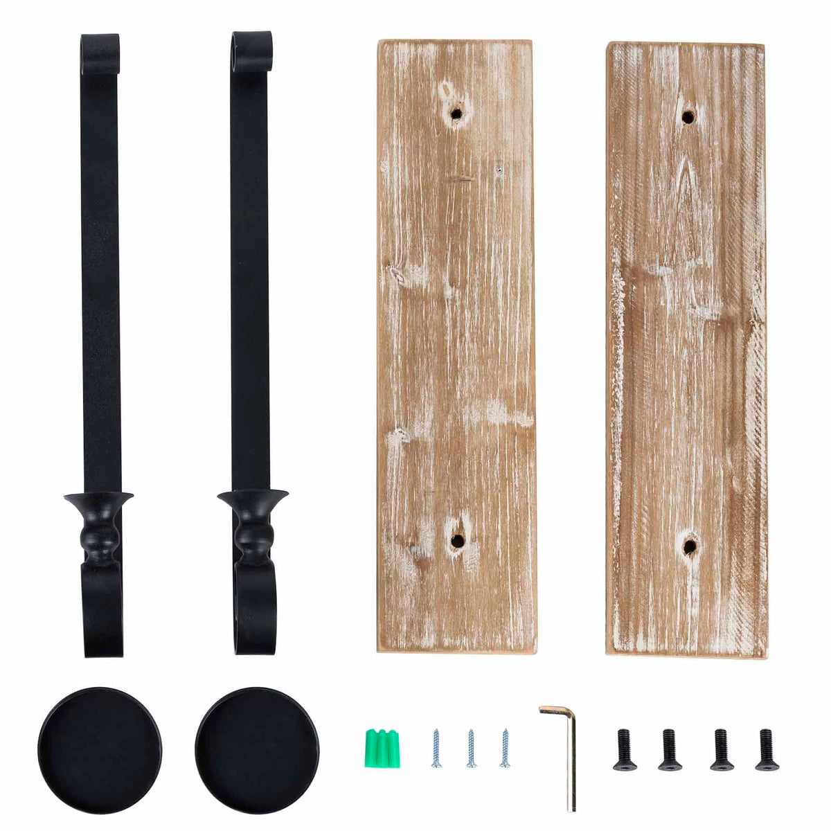 Wall Sconce Candle Holder (Set of 2) Black Wall-Mount Metal and Wooden Candle Holders for Living Room, Bathroom, Dining Room